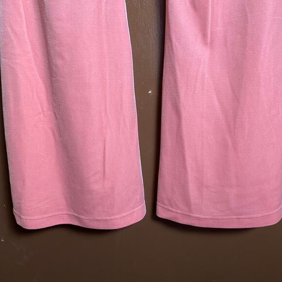 Juicy by Juicy Couture Sz L Pink Velour Flare Track Pants Pull On Stretch Crown - Picture 4 of 9